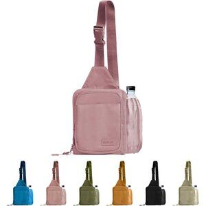 Water-Resistant Nylon Crossbody Bag for Women and Men with Water Bottle Holder M